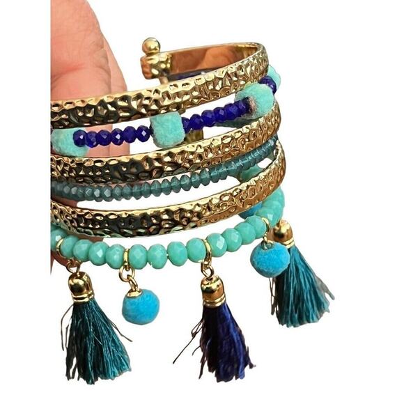 Lilly Pulitzer Nom De Plume Layered Cuff Bracelet One Size EUC - Picture 1 of 12